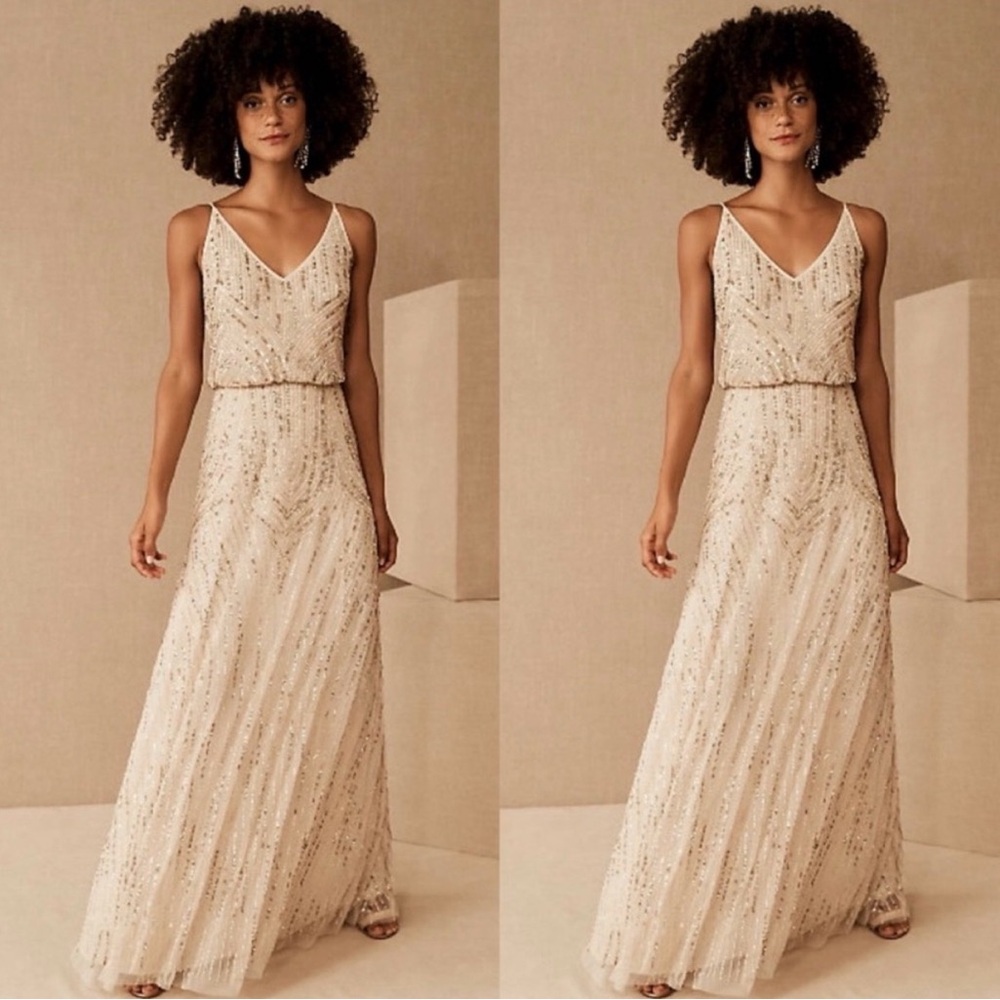 BHLDN Fidelia Beaded Maxi Dress in Oyster